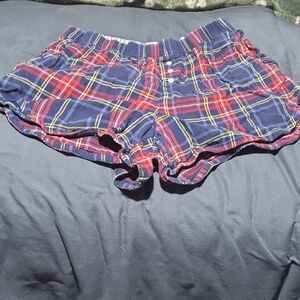 Aerie Plaid Sleep Shorts - Red and Blue